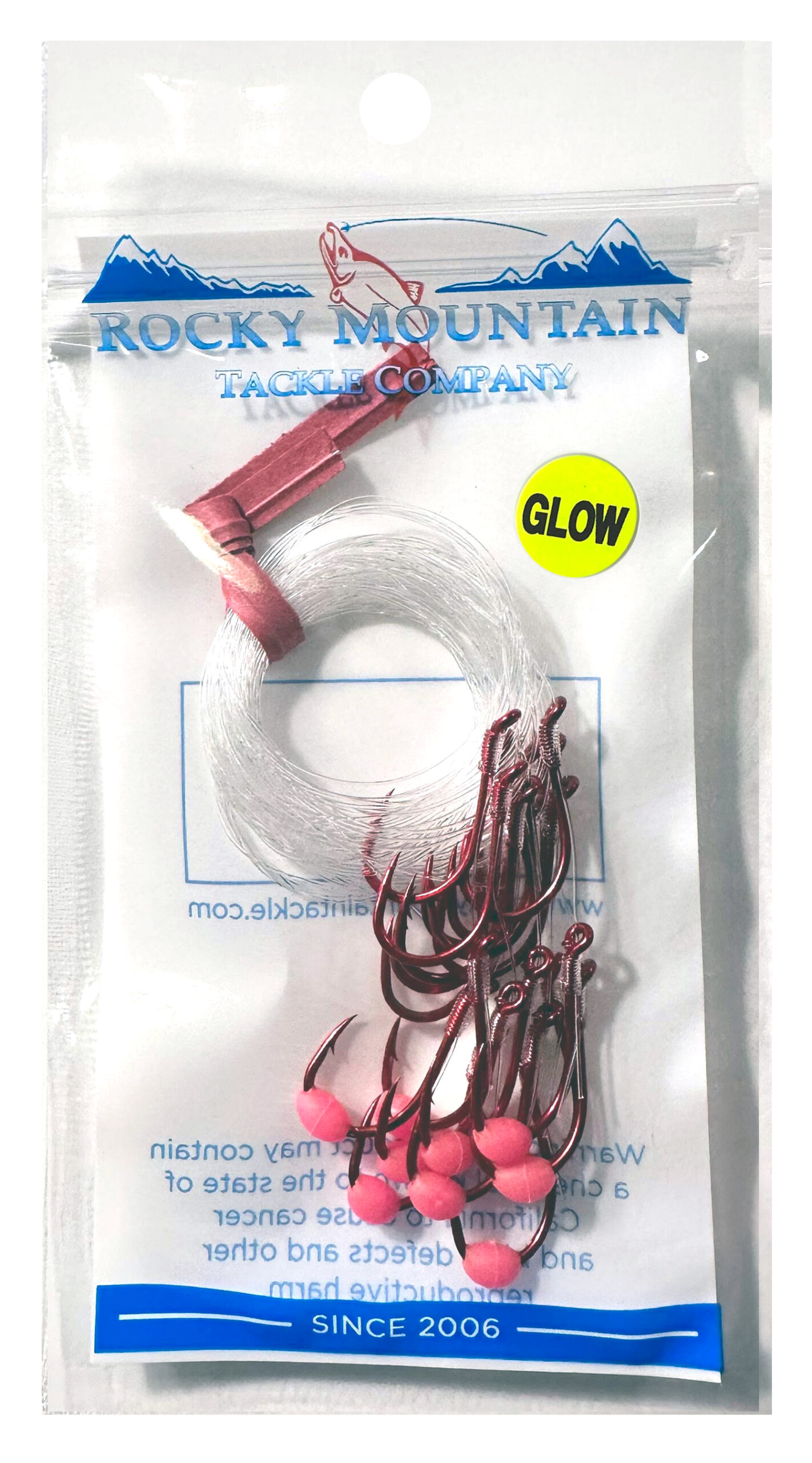 Pink Luminous Bead 10 Pack Double Snelled Hooks - Rocky Mountain Tackle